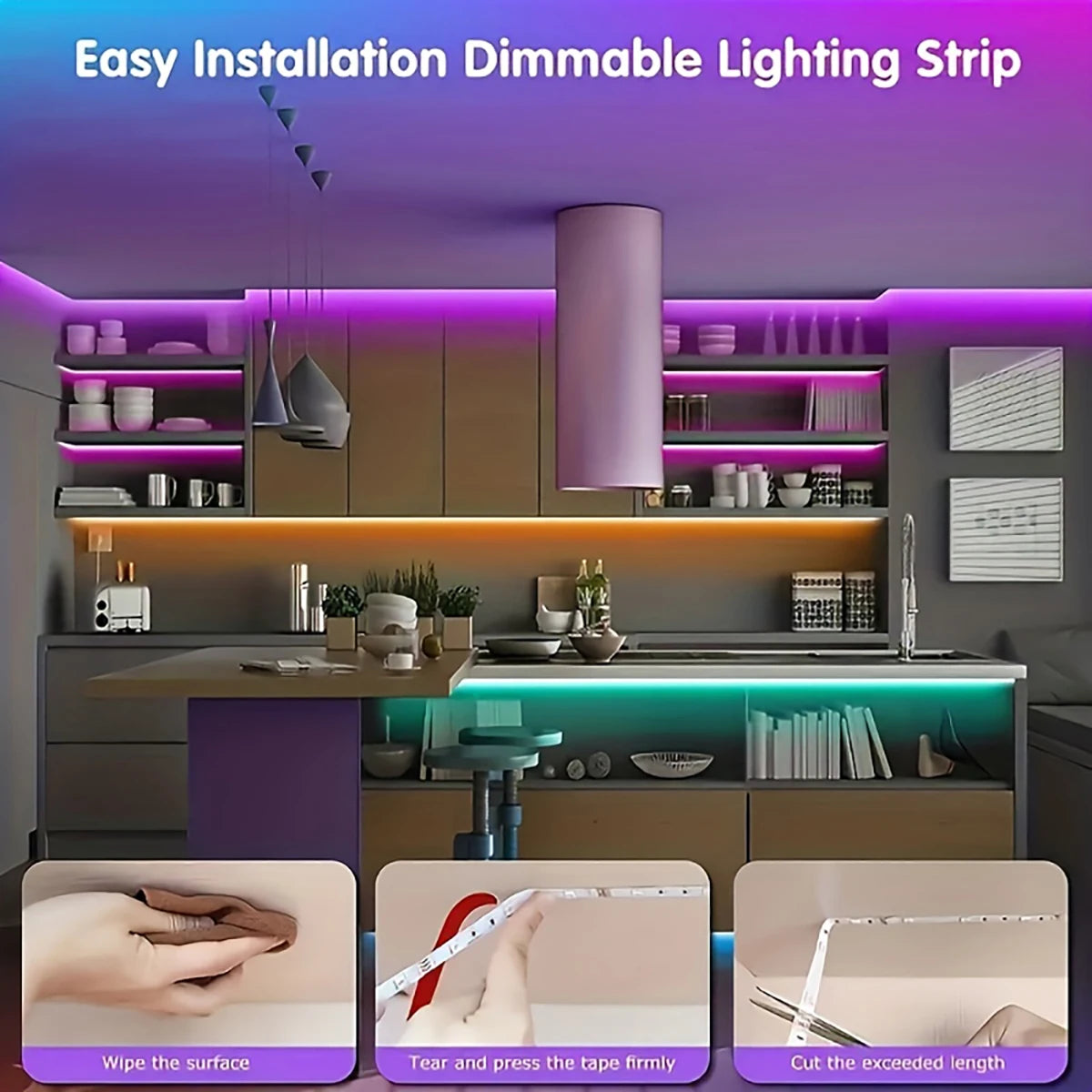 Led Strip Lights with 44 Key Remote Control 1M, 5M, 10M, 20M RGB Tape Led Wall Room for Home Bedroom Party Decor TV Backlight