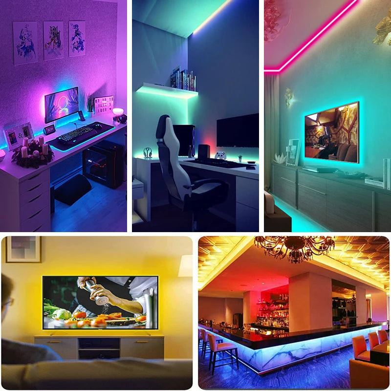 Led Strip Lights with 44 Key Remote Control 1M, 5M, 10M, 20M RGB Tape Led Wall Room for Home Bedroom Party Decor TV Backlight