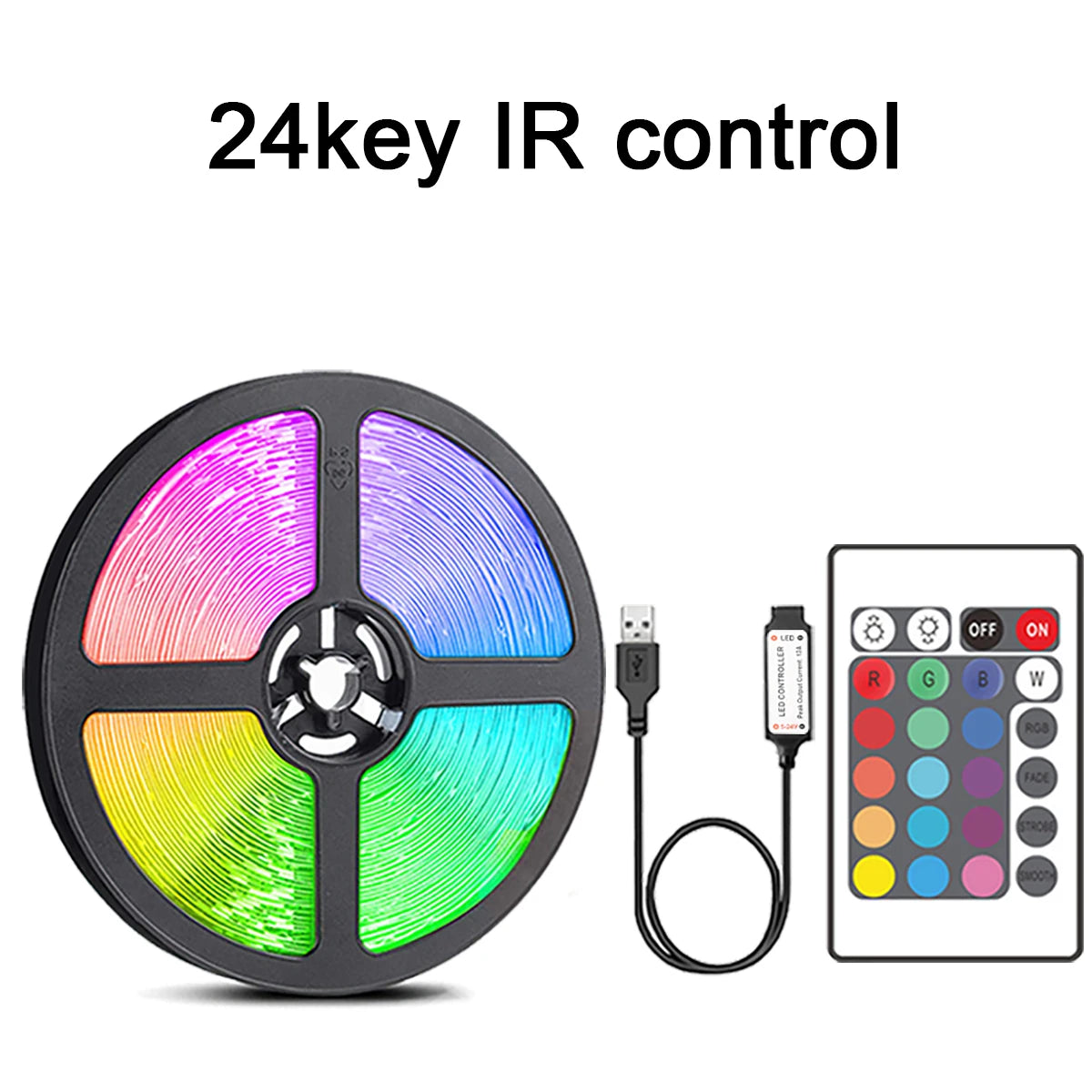 Led Strip Lights with 44 Key Remote Control 1M, 5M, 10M, 20M RGB Tape Led Wall Room for Home Bedroom Party Decor TV Backlight