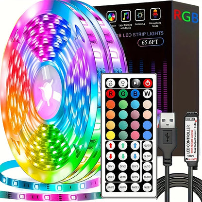 Led Strip Lights with 44 Key Remote Control 1M, 5M, 10M, 20M RGB Tape Led Wall Room for Home Bedroom Party Decor TV Backlight